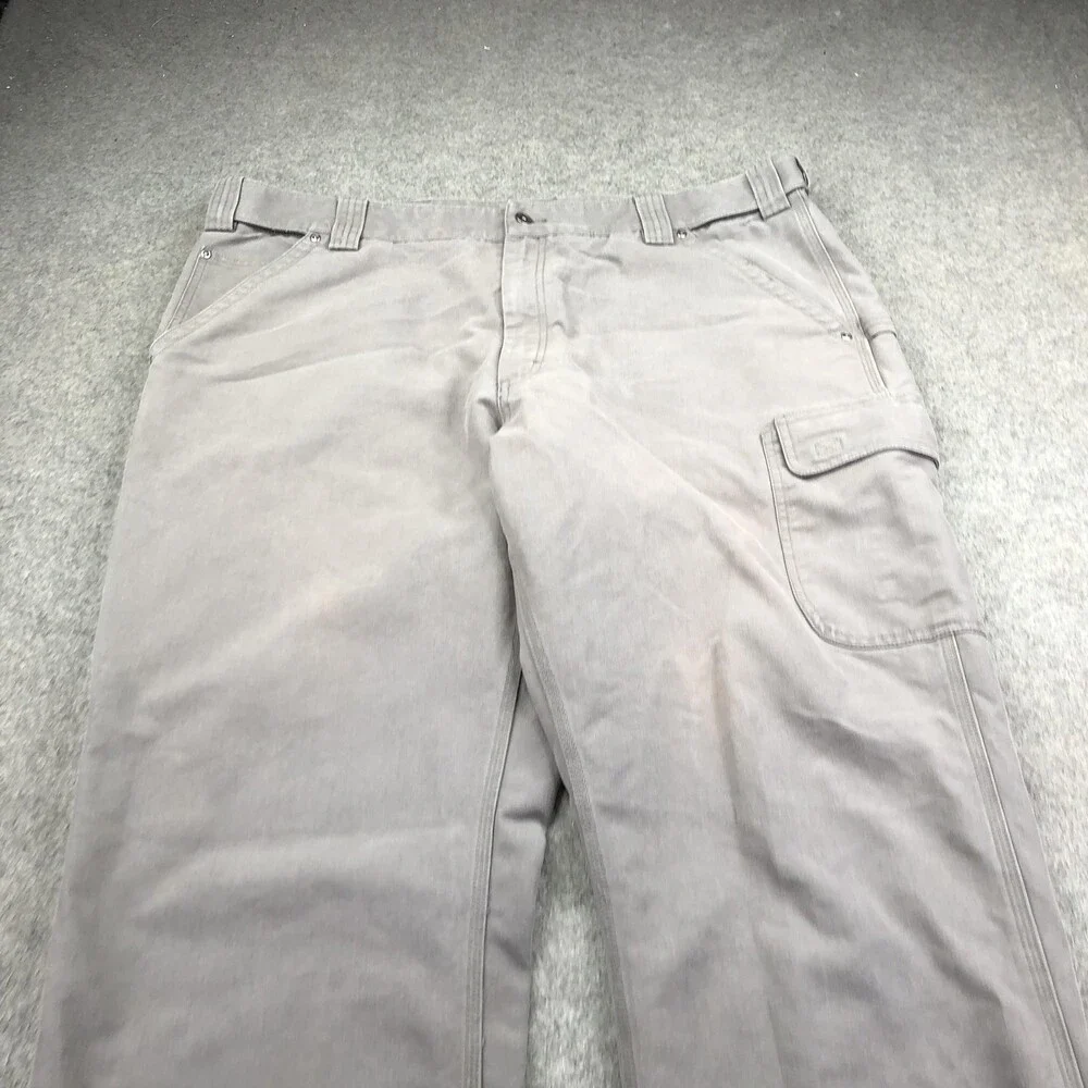 Duluth Trading Co Pants Mens 44x32 Gray Canvas Cargo Relaxed Straight Workwear